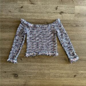 Zara Blue and Pink Tweed Top